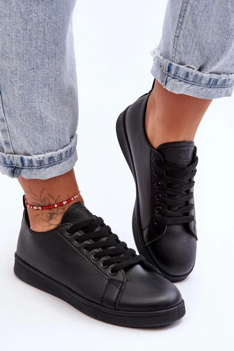 Damskie Skórzane Klasyczne Trampki Czarne Unlimited