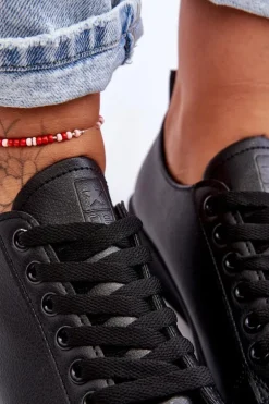 Damskie Skórzane Klasyczne Trampki Czarne Unlimited