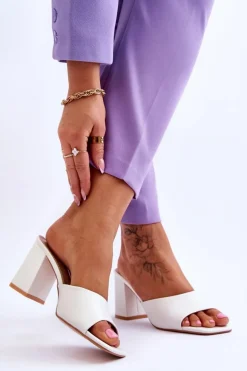 Damskie Skórzane Klasyczne Klapki Białe Loara