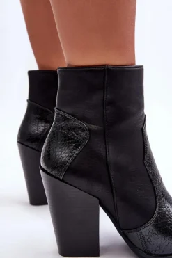 Damskie Skórzane Kowbojki Botki Czarne Fiorene