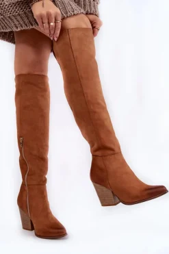 Damskie Skórzane Kozaki Muszkieterki Lewski 2833 Camel