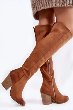 Damskie Skórzane Kozaki Muszkieterki Lewski 2833 Camel