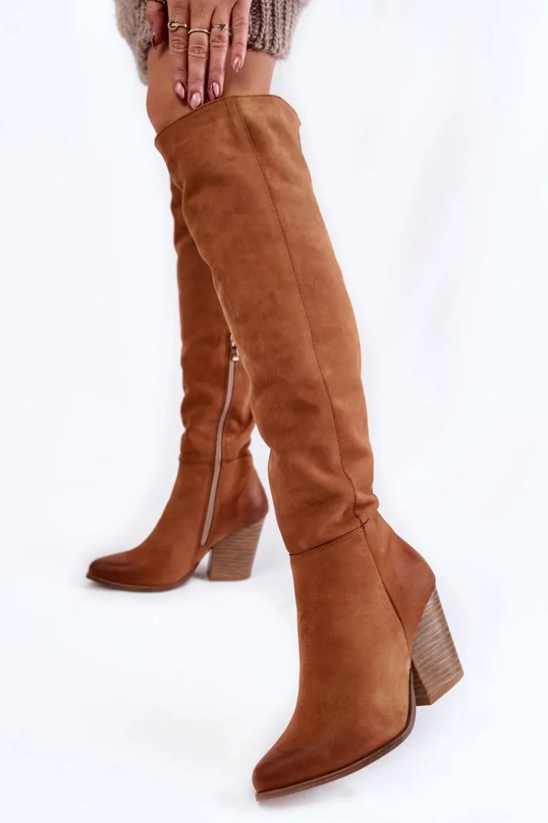 Damskie Skórzane Kozaki Muszkieterki Lewski 2833 Camel