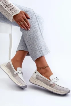 Damskie Skórzane Mokasyny D&A TW210 Białe