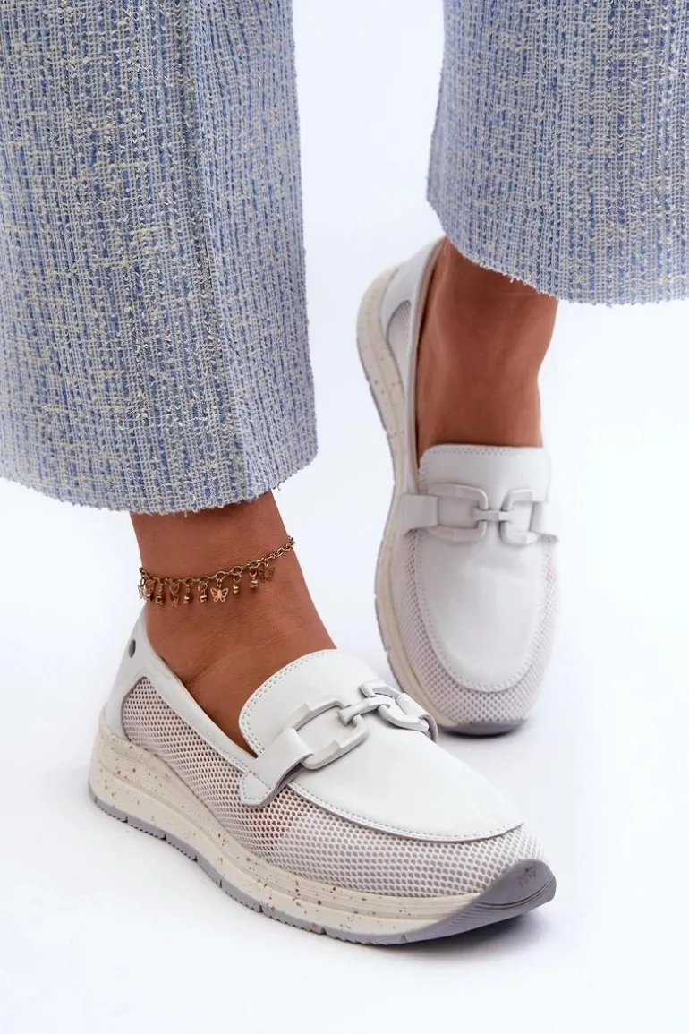 Damskie Skórzane Mokasyny D&A TW210 Białe