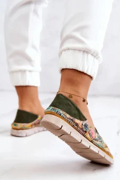 Damskie Skórzane Mokasyny Maciejka 05434-09 Zielone