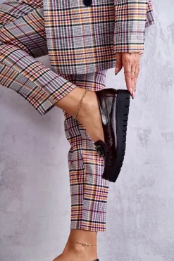 Damskie Skórzane Mokasyny Na Platformie Bordowe Venesia