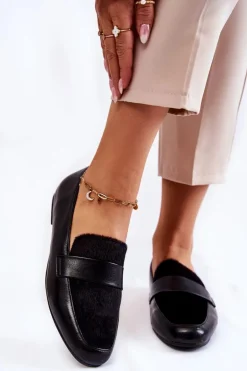 Damskie Skórzane Mokasyny La.Fi 210018B-PUF Czarne