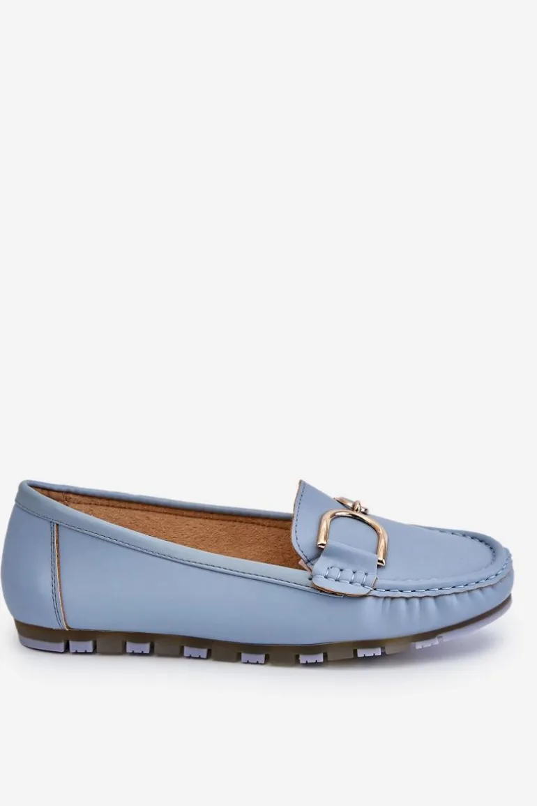 Damskie Skórzane Mokasyny Jasnoniebieskie Downtown