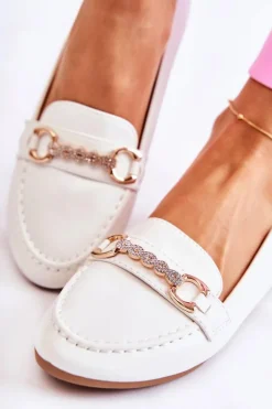 Damskie Skórzane Mokasyny Białe Godley