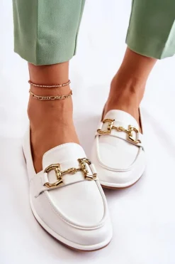 Damskie Skórzane Mokasyny Białe Coriso