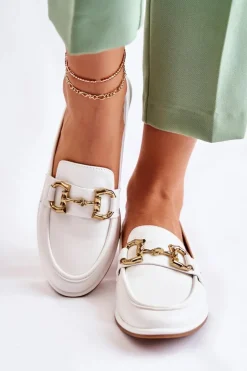 Damskie Skórzane Mokasyny Białe Coriso