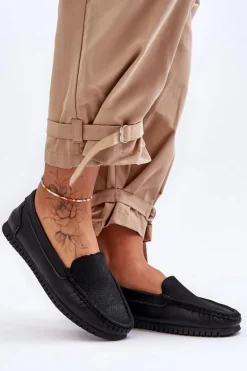 Damskie Skórzane Mokasyny S.Barski LR97630 Czarne