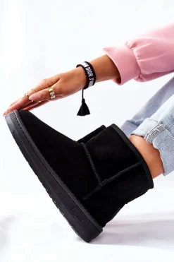 Damskie Skórzane Śniegowce Big Star II274440 Czarne