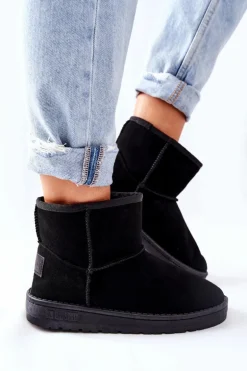 Damskie Skórzane Śniegowce Big Star II274440 Czarne