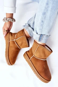 Damskie Skórzane Śniegowce Big Star II274441 Camel