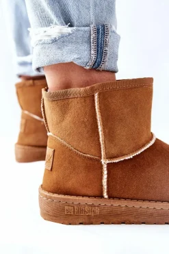 Damskie Skórzane Śniegowce Big Star II274441 Camel