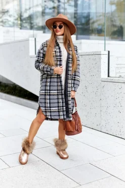 Damskie Skórzane Śniegowce Z Futerkiem Champagne Alexa