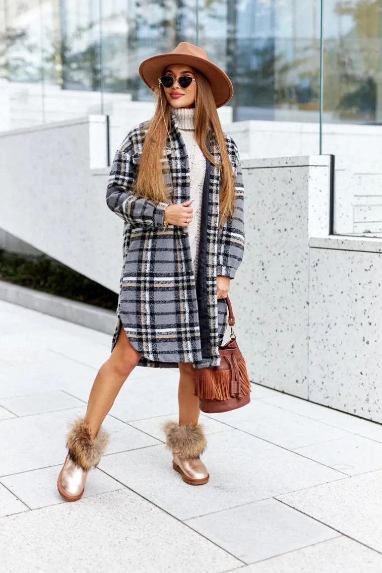 Damskie Skórzane Śniegowce Z Futerkiem Champagne Alexa