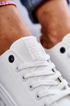 Damskie Skórzane Niskie Trampki Big Star KK274010 Białe