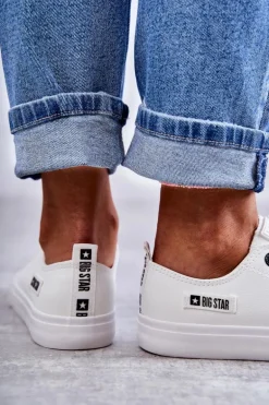 Damskie Skórzane Niskie Trampki Big Star KK274010 Białe