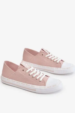 Damskie Skórzane Niskie Trampki Big Star LL274015 Różowe