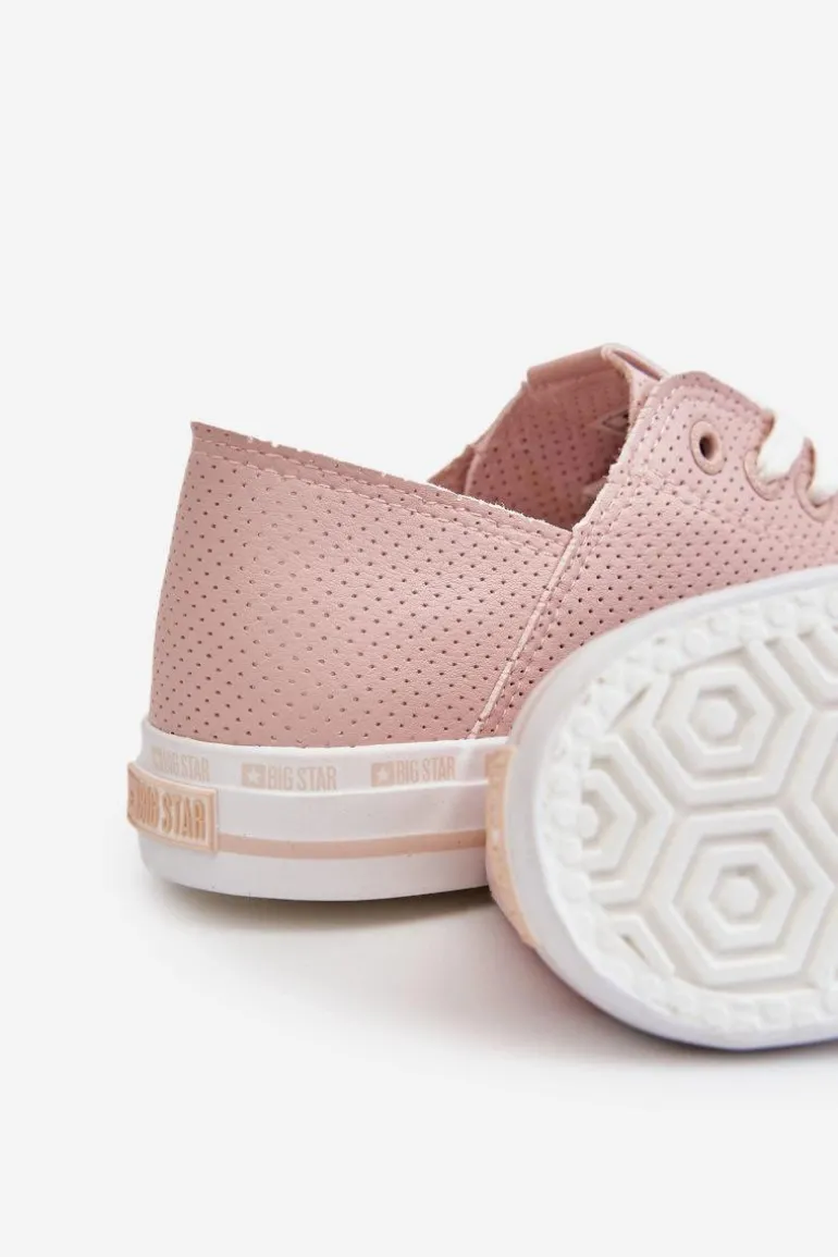 Damskie Skórzane Niskie Trampki Big Star LL274015 Różowe