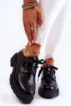 Damskie Skórzane Półbuty La.Fi 210004B-PU Czarne