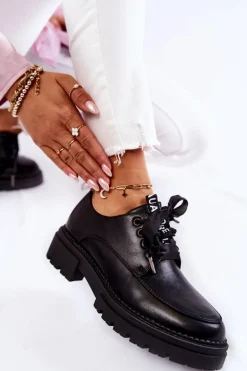 Damskie Skórzane Półbuty La.Fi 210004B-PU Czarne