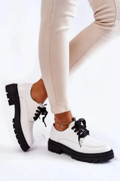 Damskie Skórzane Półbuty La.Fi 210004W-PU Białe