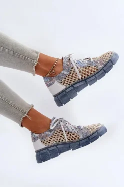 Damskie Skórzane Półbuty Maciejka 05850-06 Niebieskie