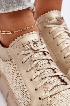 Damskie Skórzane Półbuty Maciejka 05850-22 Jasnobeżowe