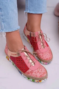 Damskie Skórzane Półbuty Maciejka Koralowe 03339-18