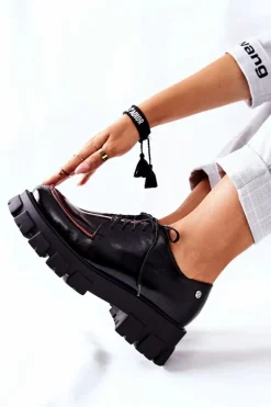 Damskie Skórzane Półbuty Maciejka Czarne 5074A-01