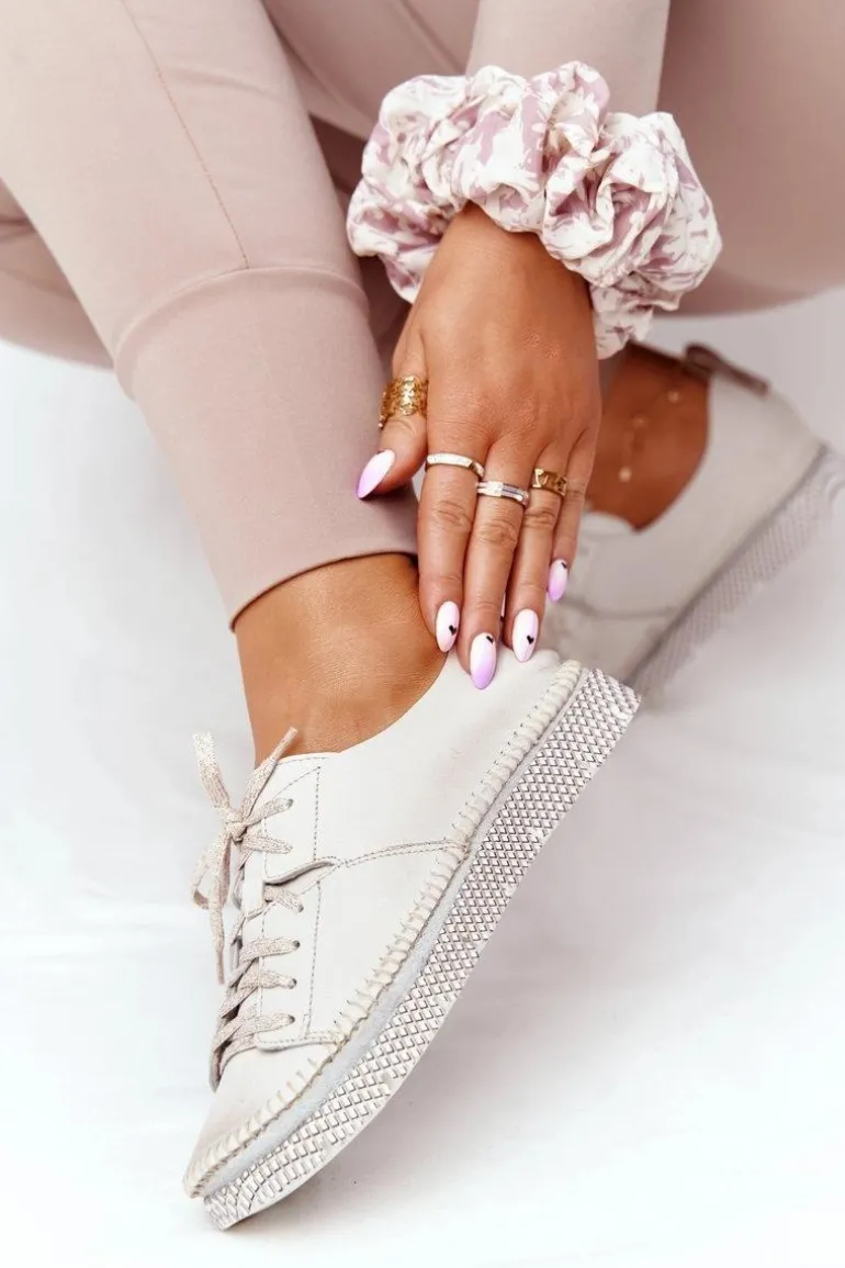 Damskie Skórzane Półbuty Maciejka 05054-25 Złote