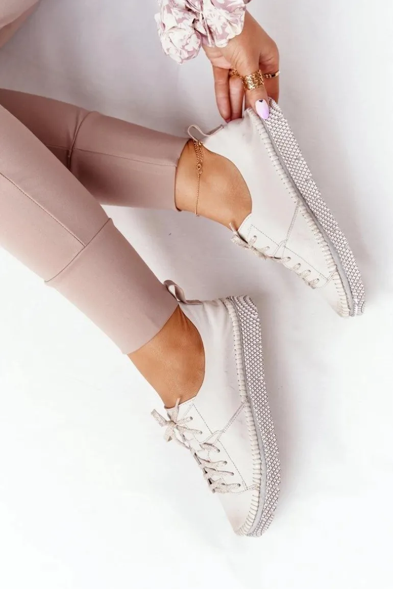 Damskie Skórzane Półbuty Maciejka 05054-25 Złote