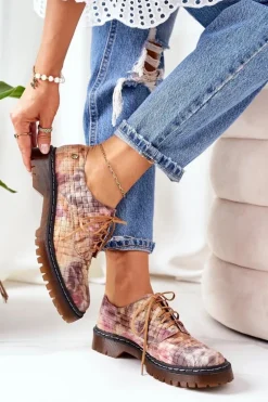 Damskie Skórzane Półbuty Oxfordy Maciejka 04087-46 Multikolor