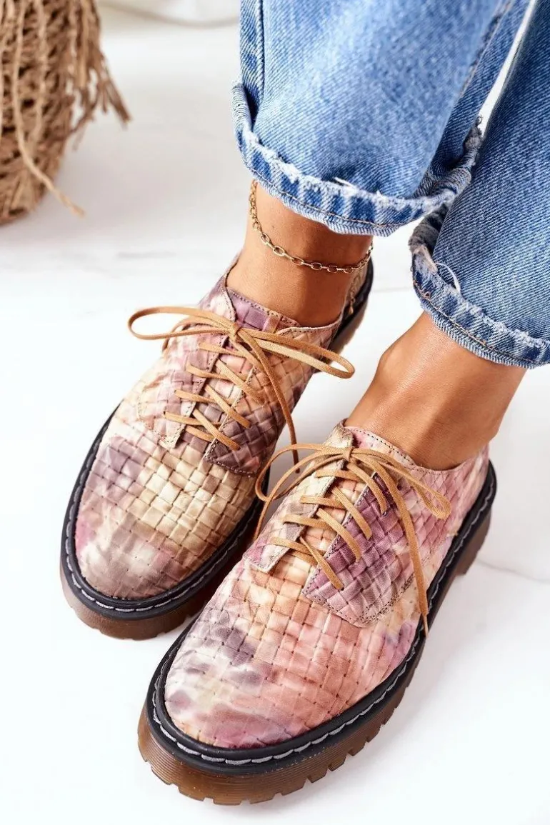 Damskie Skórzane Półbuty Oxfordy Maciejka 04087-46 Multikolor