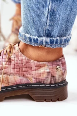 Damskie Skórzane Półbuty Oxfordy Maciejka 04087-46 Multikolor