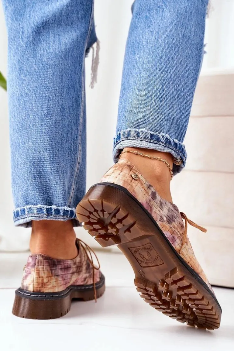 Damskie Skórzane Półbuty Oxfordy Maciejka 04087-46 Multikolor