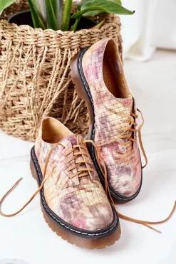 Damskie Skórzane Półbuty Oxfordy Maciejka 04087-46 Multikolor