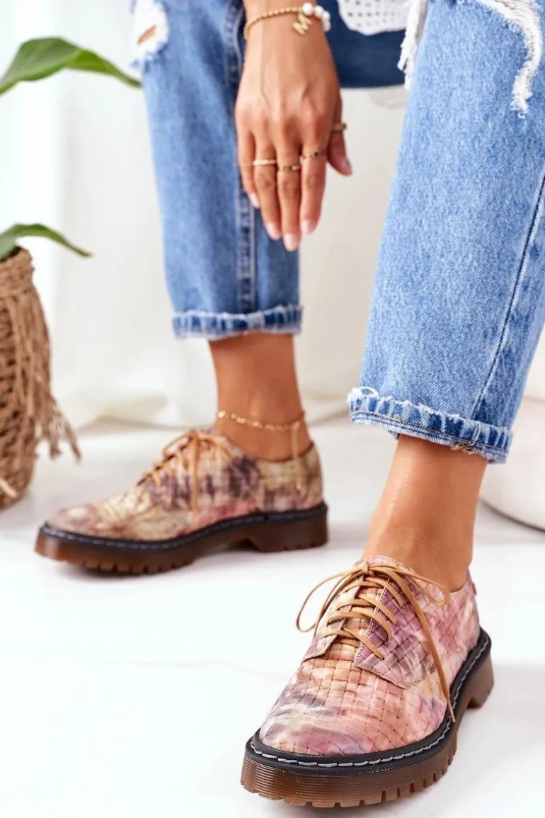 Damskie Skórzane Półbuty Oxfordy Maciejka 04087-46 Multikolor