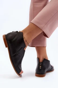 Damskie Skórzane Sandały Laura Messi 2443 Czarne