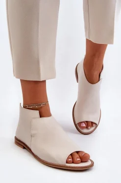 Damskie Skórzane Sandały Laura Messi 2443 Białe