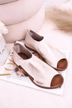 Damskie Skórzane Sandały Nicole 2622 Białe Metaliczne