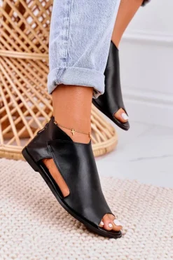 Damskie Skórzane Sandały Nicole 2622 Czarne