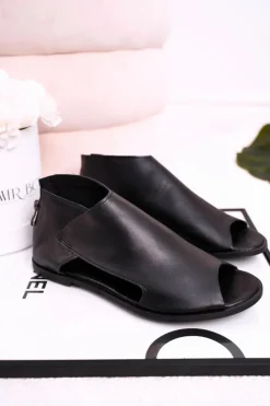 Damskie Skórzane Sandały Nicole 2622 Czarne