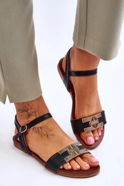 Damskie Skórzane Sandały S.Barski KV-5541-37 Czarne