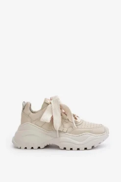 Damskie Skórzane Sneakersy Beżowe CheBello 4583