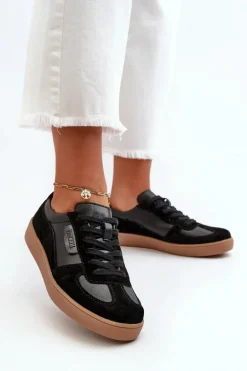 Damskie Skórzane Sneakersy Czarne Vinceza 7333